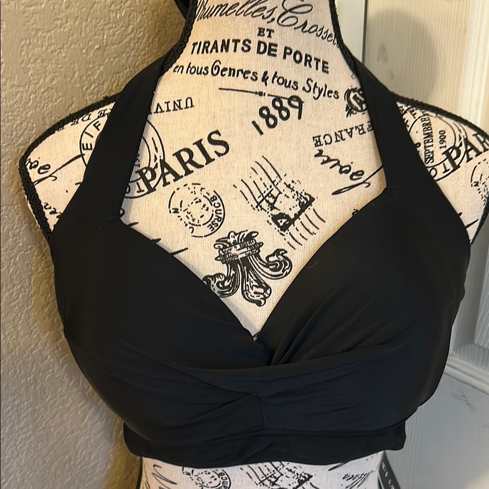 Chic Black Halter Bikini Top